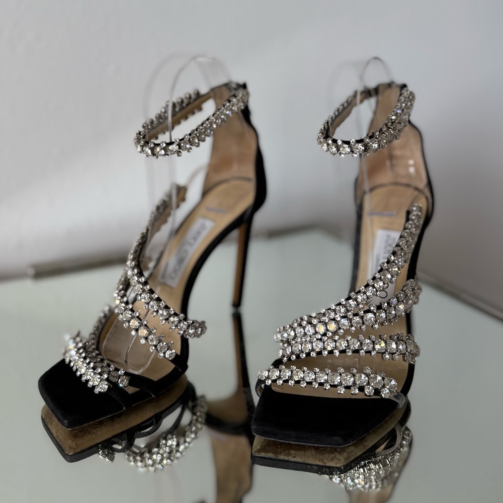 EUC JIMMY CHOO Josefine Crystal Strappy Cocktail Stiletto Sandals - Picture 5 of 15